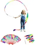 20 Pack Ribbon Dancing Wands Party Favors for Kids, Rainbow Birthday Decorati...