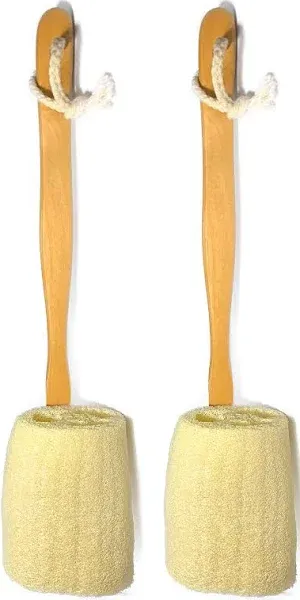 2 Pack Natural Exfoliating Loofah Luffa Loofa Bath Brush on a Stick - with Long 