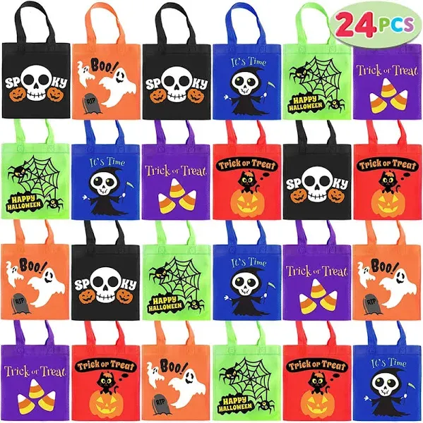 JOYIN 24 Halloween Colorful Non-Woven Tote Bags