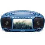 Aiwa 7" LCD Streaming, DVD, CD, FM Radio & Bluetooth Portable Boombox - Blue