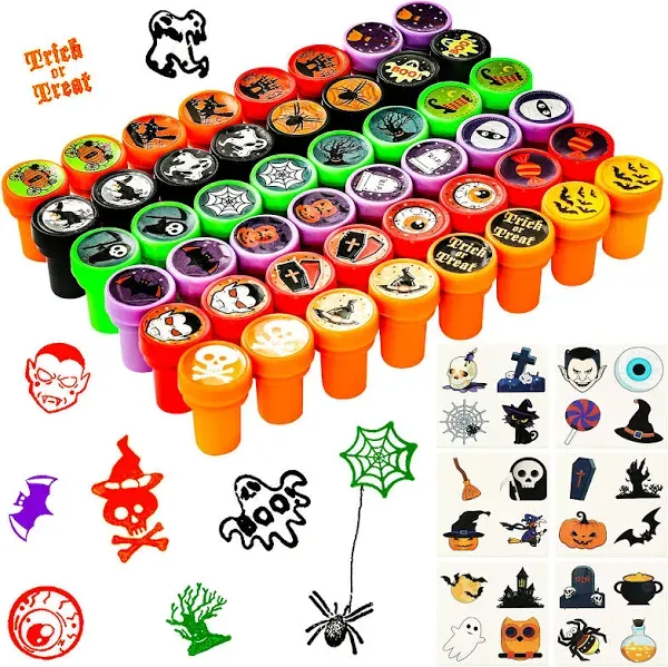 Max Fun 192pcs Halloween Party Favors Toys Halloween Stamps Halloween Stickers for Kids Halloween Party Supplies, Goodies Bags, Classroom Game Reward Prizes(Halloween)