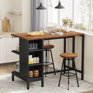 43" Kitchen Island and Counter Table with 5 Open Shelves