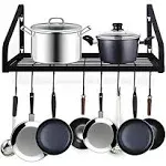 ZHOHO TANT Pot and Pan Hanger Wall Mounted Pots and Pan Hanging Rack with 8 H...