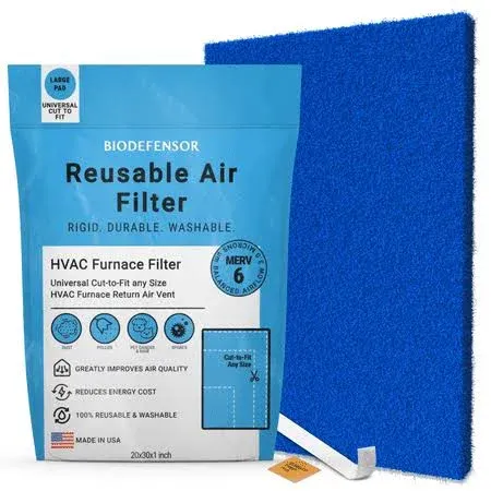 Biodefensor Washable Reusable AC Furnace Filter Merv 6