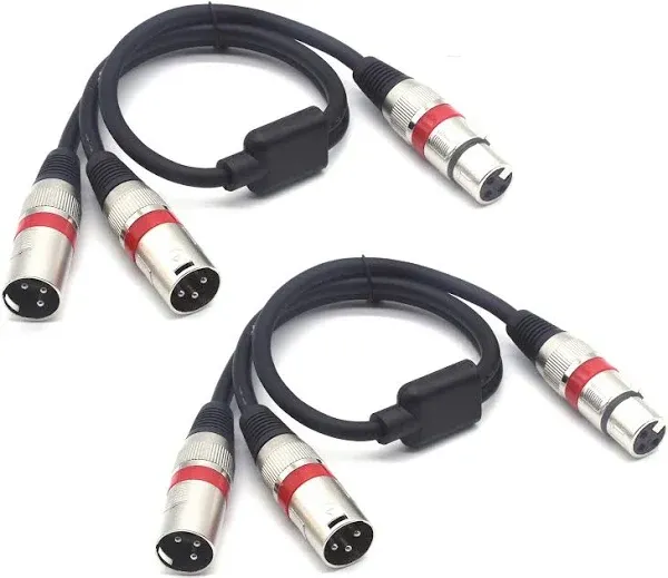 XLR Male to Dual XLR Female Y Cable - Balanced Audio Splitter 50 CM