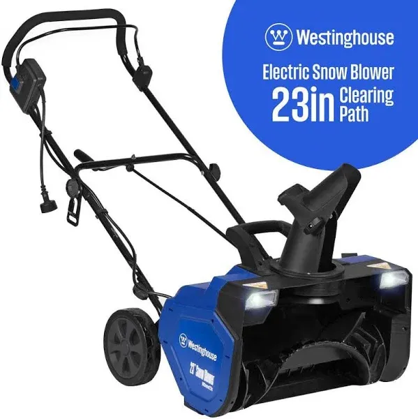 Westinghouse WSnow23 Walk Behind Corded Electric Snow Blower, Dual LED Lights, 23-inches Wide, 120V, 1800W, 15 Amp Motor