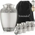 Set of 5 Floral Cremation Urns for Human Ashes - 1 Adult + 4 Keepsake Token S...