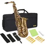 LyxJam Alto Saxophone Kit, E Flat Brass Alto Sax with Complete Accessories Set - Antique Bronze