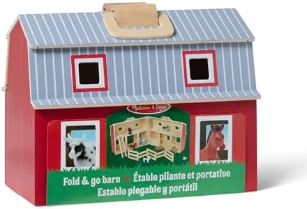 Melissa &amp; Doug Portable Fold &amp; Go Barn 7 Farm Animals, Ladder, Corral Ages 3+