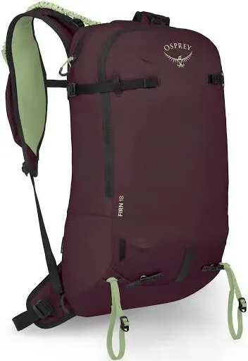 Osprey Firn 18L Ski and Snowboard Backpack, Elderberry Purple/Peppermint Green, Medium/Large