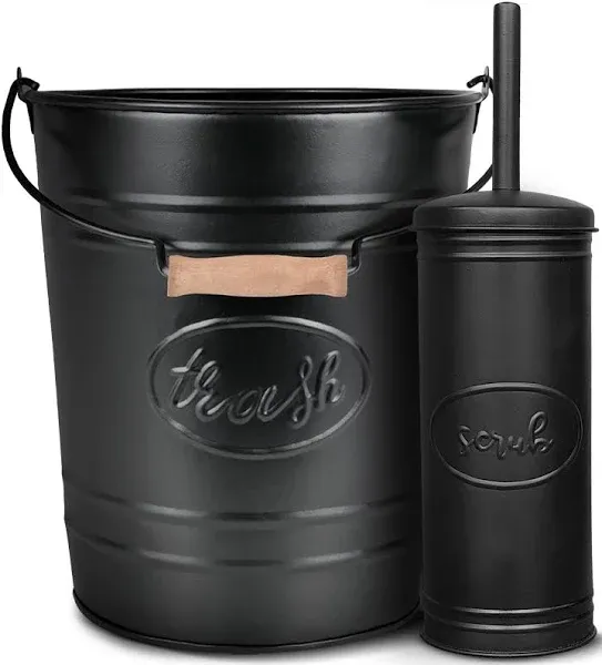 Autumn Alley Farmhouse Bathroom Trash Can and Toilet Brush Set