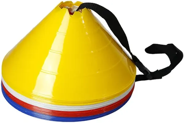 GSi Jumbo Soccer Cones - 12 Pack | Dual Purpose Cone & Hurdle | 6Inch Height for Tall Grass | Comes with Shoulder Strap