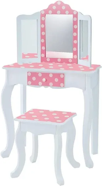 Fantasy Fields Fashion Polka Dot Prints Gisele Play Vanity Set in Pink/White