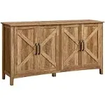 VASAGLE Storage Cabinet, Buffet Cabinet, Sideboard, Credenza, with Adjustable Shelves, for Living Room, Entryway, Rustic Walnut ULSC381T41