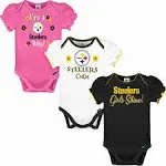 Gerber Baby Girls' NFL Team 3 Pack Short Sleeve Onesie Bodysuit