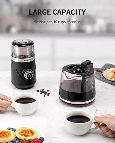 Coffee Grinder, Adjustable Electric Grinder with Timing Knob, Coffee Bean Grinde