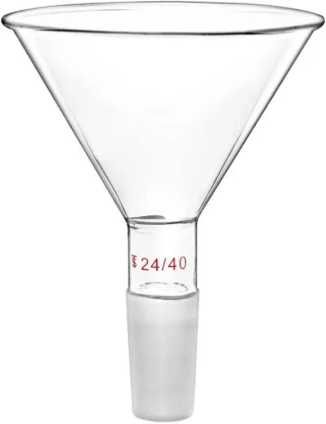 QWORK Glass Jointed Short Stem Powder Funnel Filter Funnel with 100mm Top O.D and 24/40 Inner Joint for lab