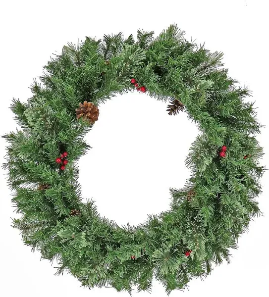 National Tree Company 30" Cashmere Wreath with Pinecones and Red Berries