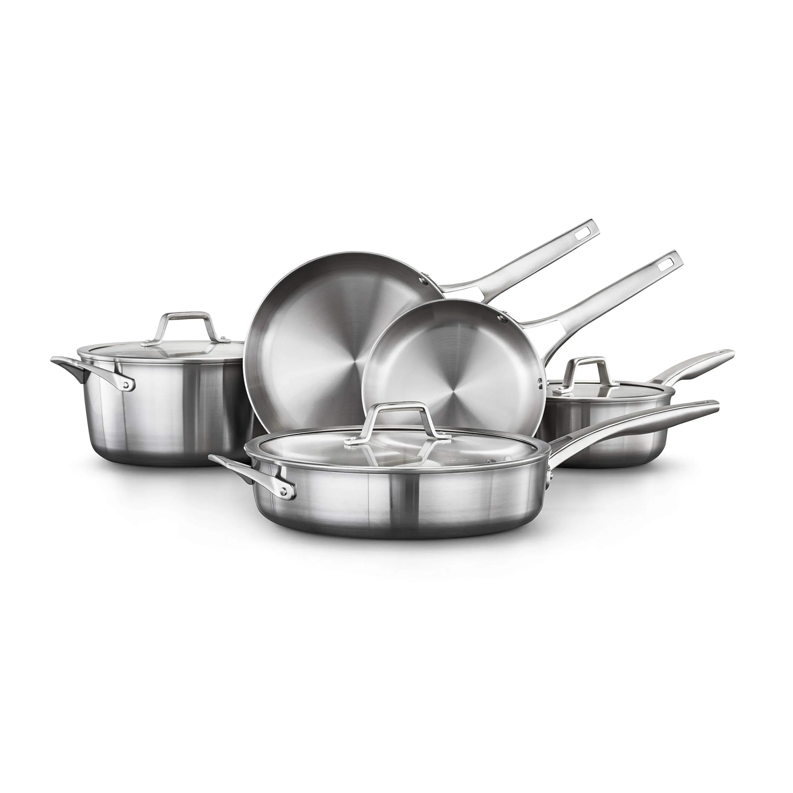 Calphalon Premier 8 Piece 3 Layer Oven Safe Stainless Steel Cookware Set w/Lids