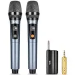 XZL Professional Wireless Microphones for Karaoke Singing, Rechargeable Dual UHF Dynamic Microphone, with 200ft UHF Receiver, Plug and Play, Speech,