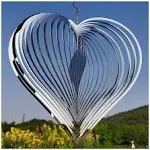 Wind Spinner Outdoor Metal Decorations,Si<wbr/>lver Heart Wind Spinners for Yard and G