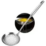 Skimmer Slotted Spoon, Heavy Duty 304 Stainless Steel Slotted Spoon with Vacu...