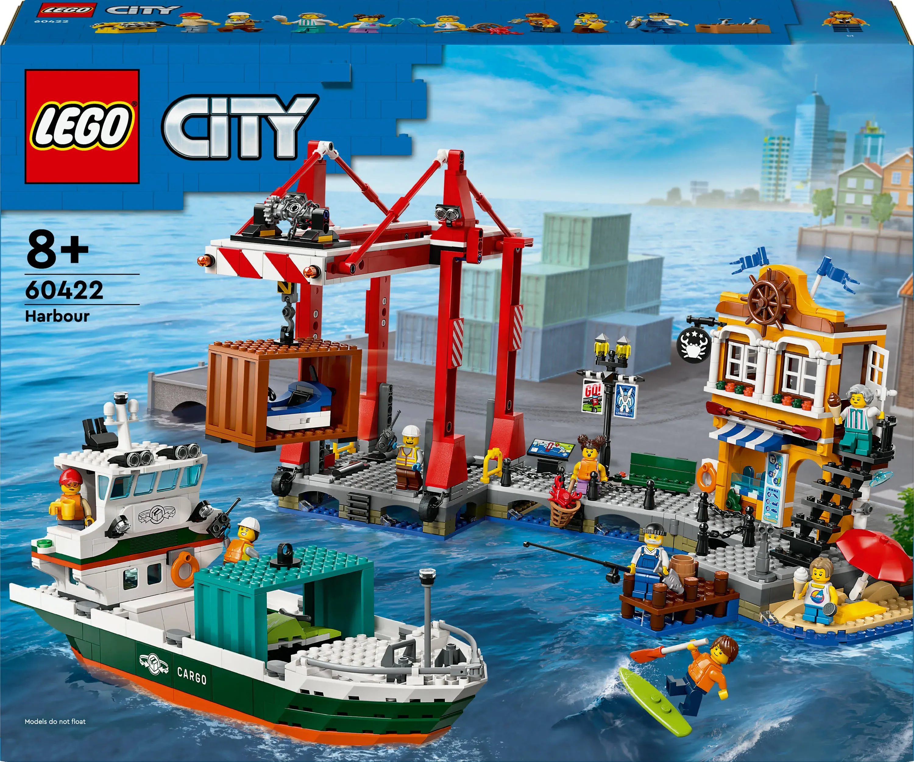 BRICKCOMPLETE Lego City Set: 60422 Port with Cargo Ship, 60409 Mobile Construction Crane & 30665 Jungle Explorer with Baby Gorilla