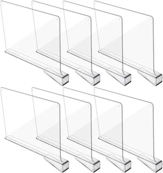 Hmdivor Clear Acrylic Shelf Dividers, Closets Shelf and Closet Separator for ...