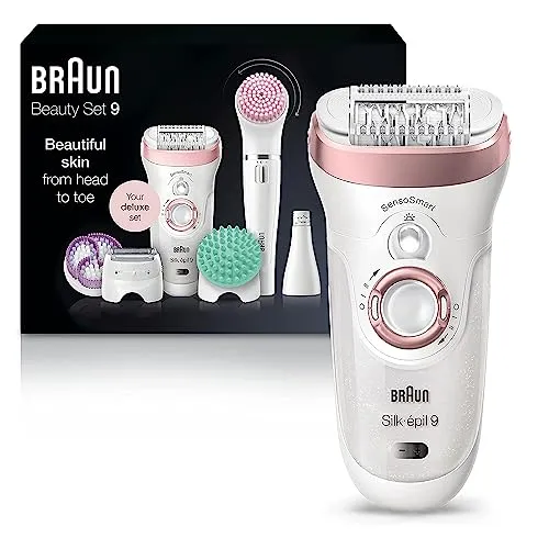 Braun Epilator Silk-épil 9 9-985, Facial Hair Removal for Women, Cordless Shaver