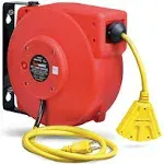 ReelWorks Retractable Extension Cord Reel Polypropylene 12AWG x 40&#039; Foot Indu...