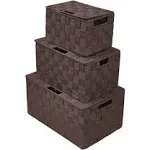 Sorbus Weave Stackable Basket Set, 3 Pieces - Chocolate