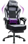 Fantasylab Big and Tall Gaming Chair 400lbs Gaming Chair with Footrest Massage Gaming Chair Memory Foam Adjustable Tilt Back Angle Gaming Chair for