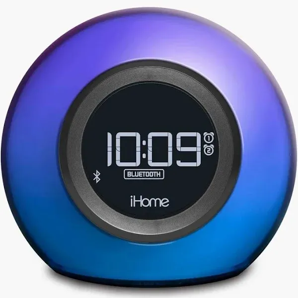 iHome Alarm Clock Radio with Bluetooth Speaker, USB Charging, and Color Changing Lamp