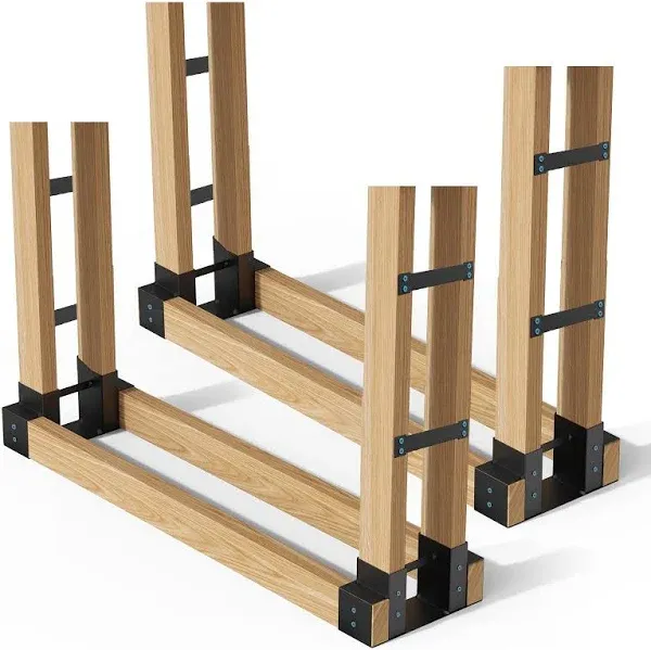 4 Pack Firewood Log Storage Rack Bracket Indoor Outdoor Adjustable Heavy Duty