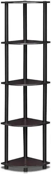  Turn-N-Tube 5 Tier Multipurpose Corner Display Rack Shelving Unit, Dark Cherry/