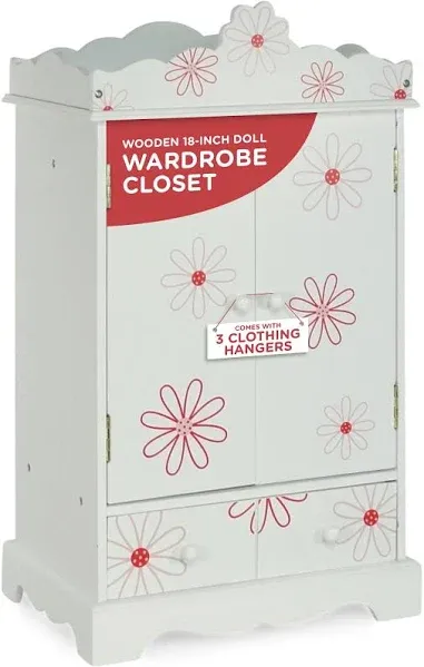 Emily Rose 18 Inch Doll Furniture Closet with 3 Clothing Hangers - Floral | U...