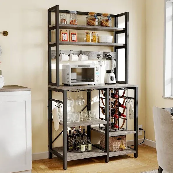 YITAHOME 6-Tier Coffee Bar with Power Outlet and Storage Shelves