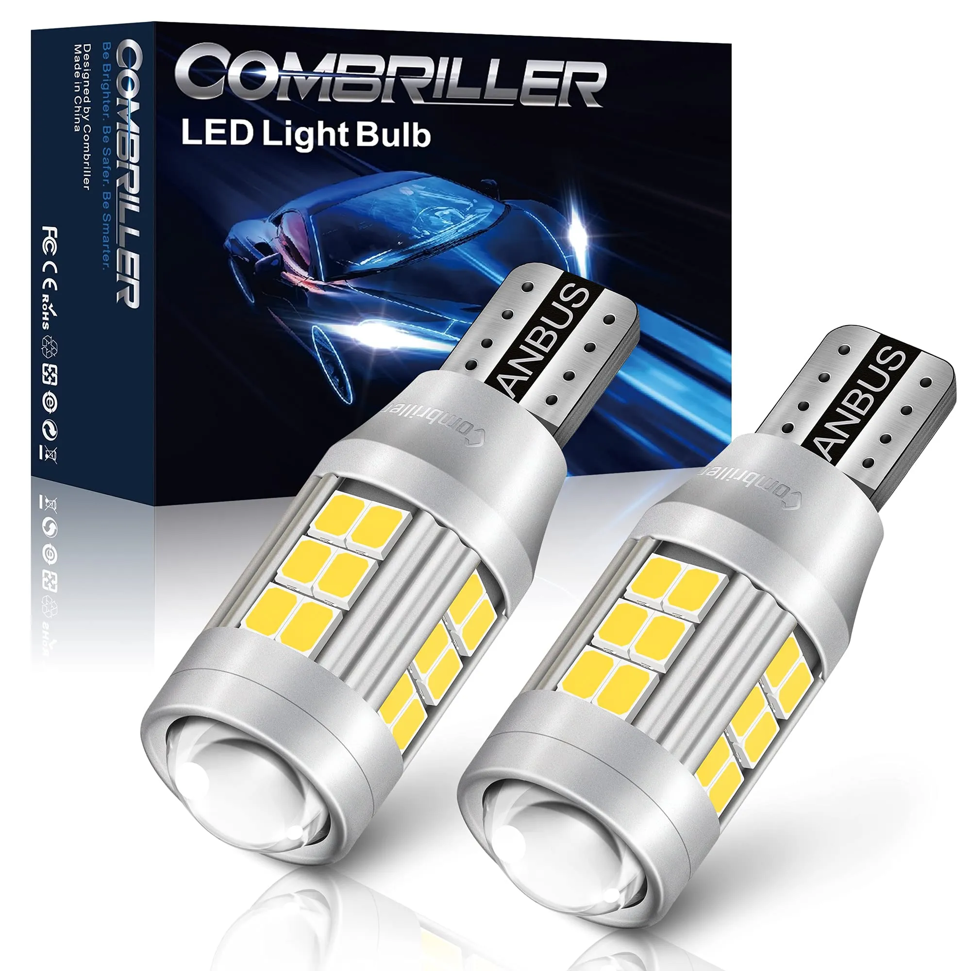 Combriller 912 921 LED Bulb, 921 Backup Reverse Light Bulbs White, 3600 Lumens Super Bright 906 912 T15 W16W 921 LED Bulbs for Backup Light Pickup Truck Cargo Light Bulbs Canbus Error Free