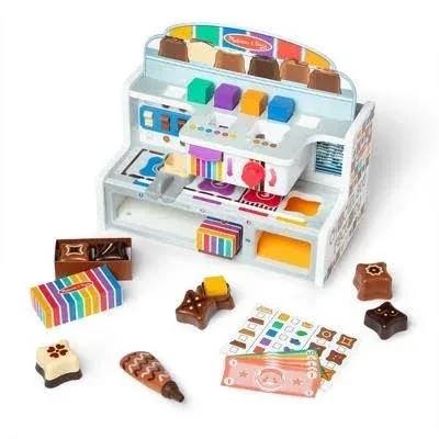 Melissa & Doug Wooden Chocolate Factory Pretend Play Set, Play Food Candy Maker for Boys and Girls - FSC-Certified