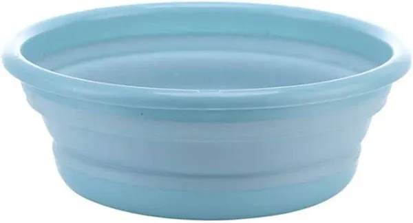 XJS 10" Multi-Purpose Collapsible Dish Tub Bowl BPA-Free Round Lightweight Collapsible Wash Basin (Blue)