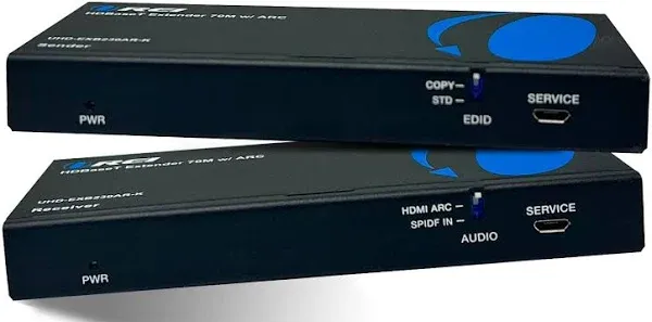 OREI ARC 4K HDMI Over Ethernet Extender - HDBaseT UltraHD 4K @ 60Hz 4:4:4 Over Single CAT5e/6/7 Cable with HDR, CEC & IR Support, RS-232 - Up to 230 Ft @ 4K - Power Over Cable - Audio Out