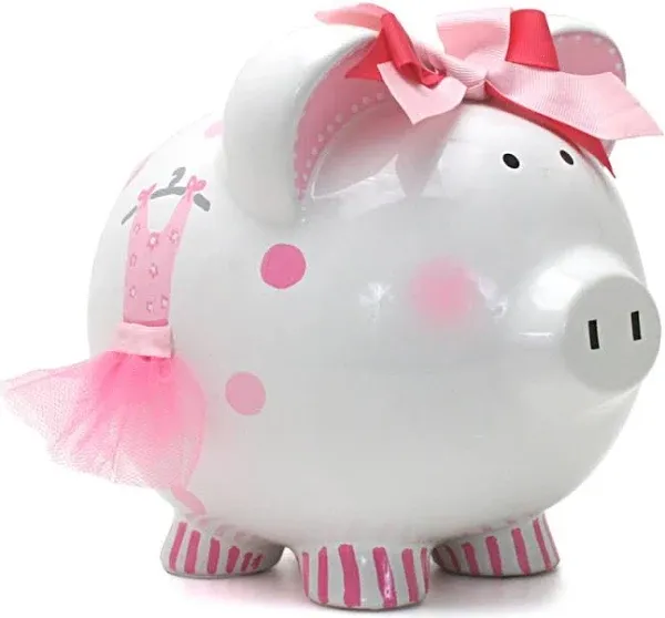 Child to Cherish Ceramic Piggy Bank for Girls, Ava's Tutu