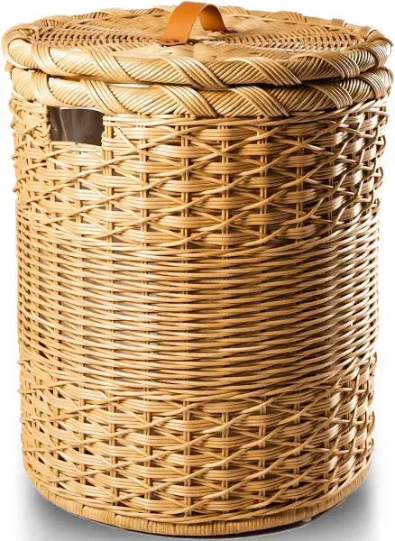 The Basket Lady Round Wicker Laundry Hamper