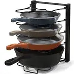  Iron 5 Compartments Height Adjustable Pan Organizer Black