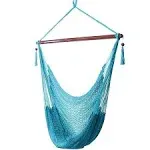 Sunnydaze Polyester Extra-Large Hanging Rope Caribbean Hammock Chair - Sky Blue