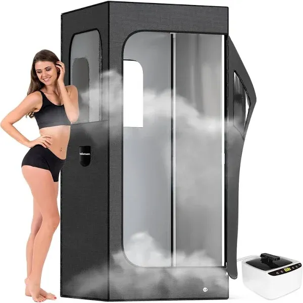 Adamson Full Size Portable Steam Sauna - Indoor Sauna Tent for Home Spa Relaxation + Boost Health and Recovery + 2.6L 1000W Steamer + Chair + Remote + Foot Massager - New - Nylon Blue