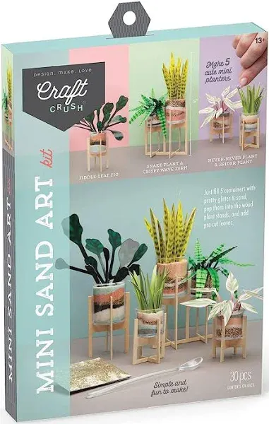 Craft Crush Faux Plant Sand Craft Kit - DIY Home Decor for Desk, Dresser & Office