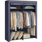 SONGMICS Portable Closet Wardrobe 55.1 x 16.9 x 68.5 Inches Dark Blue