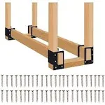 4 Pack Firewood Log Storage Rack Bracket,Indoor Outdoor Adjustable Heavy Duty Po