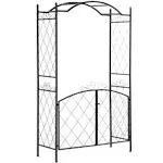 Outsunny 85" Garden Arch Arbor Metal Arch Trellis with Gate